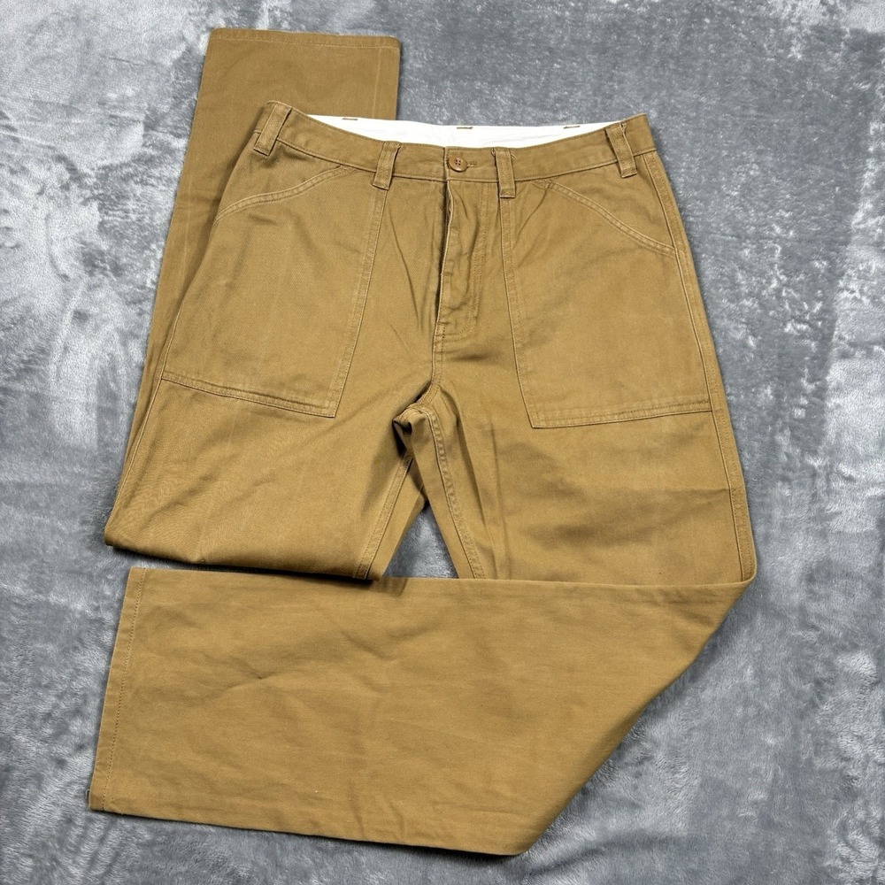 Topo Designs Field Pants Mens 32x30 Brown Straight Button Fly Twill Organic